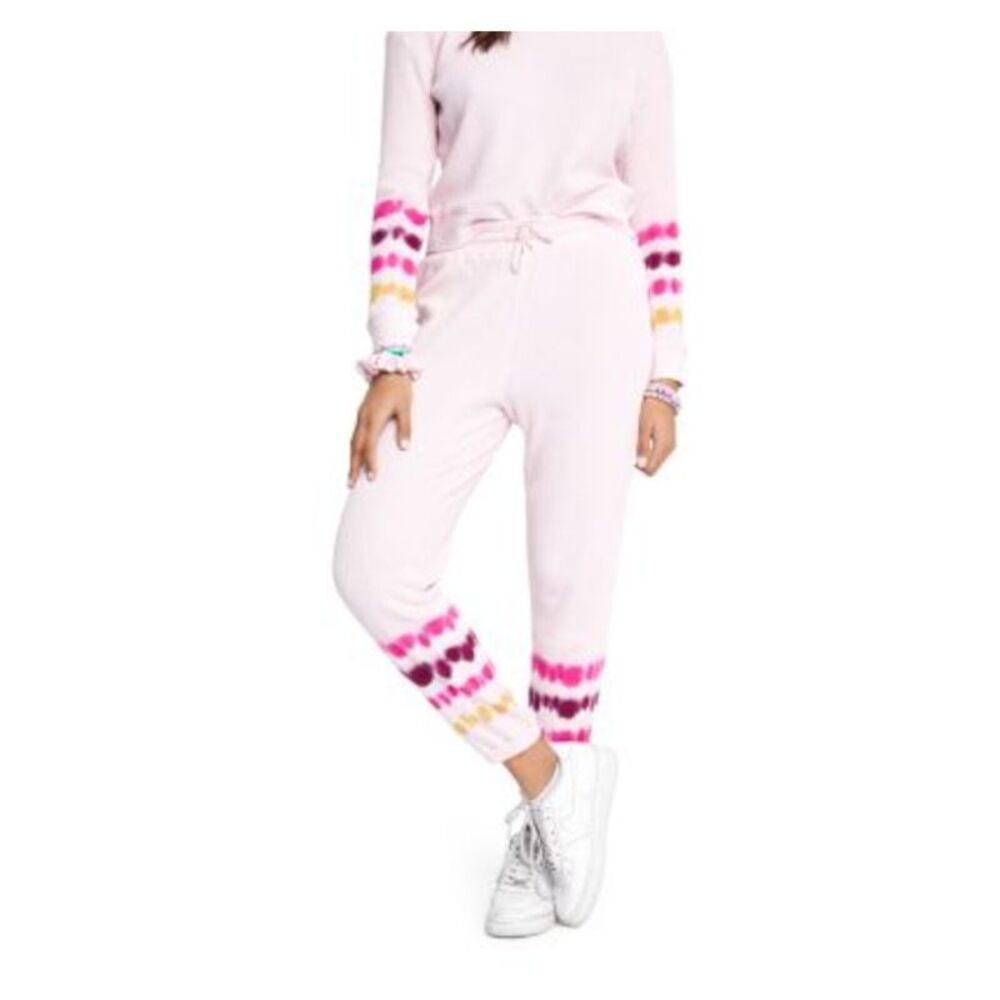 SUNDOWN BY SPLENDID Womens Pink Textured Drawstring Tie Dye Cuffed Pants M